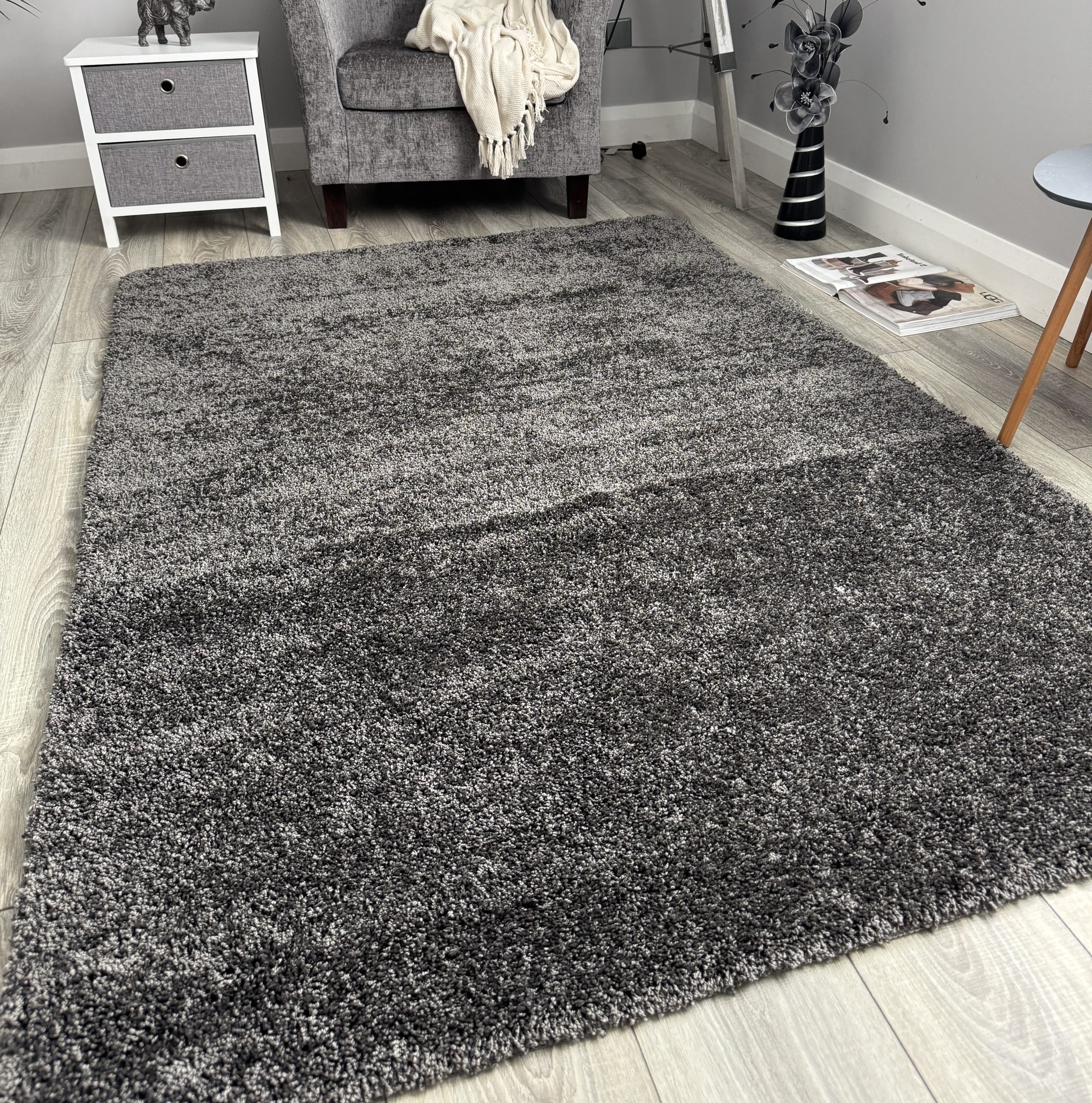 Grey Husky Thick Shaggy Machine Washable Rug (Bathroom - T0017)
