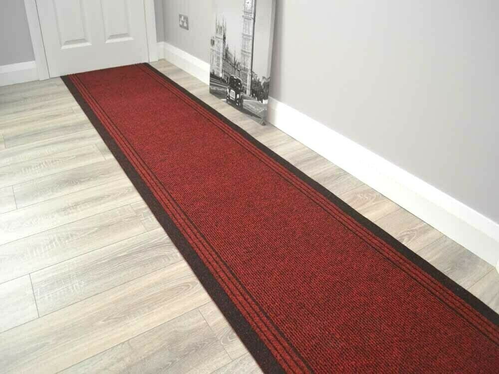 Sydney Non-Slip Rubber Backed Red Hall Runners