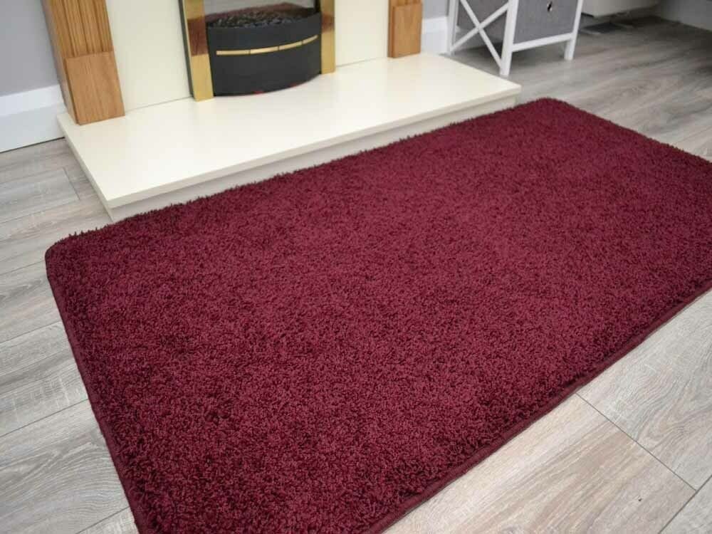 Wine Husky Thick Shaggy Machine Washable Rug (Kitchen Rugs)