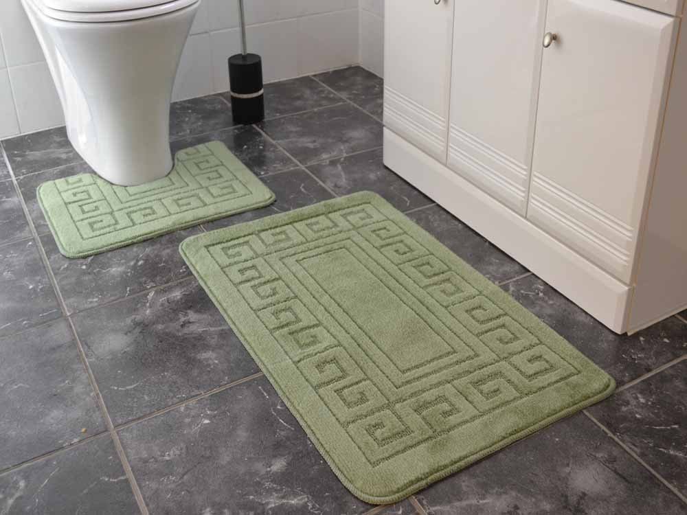 Glade Green Greek Key Bath Mat Set