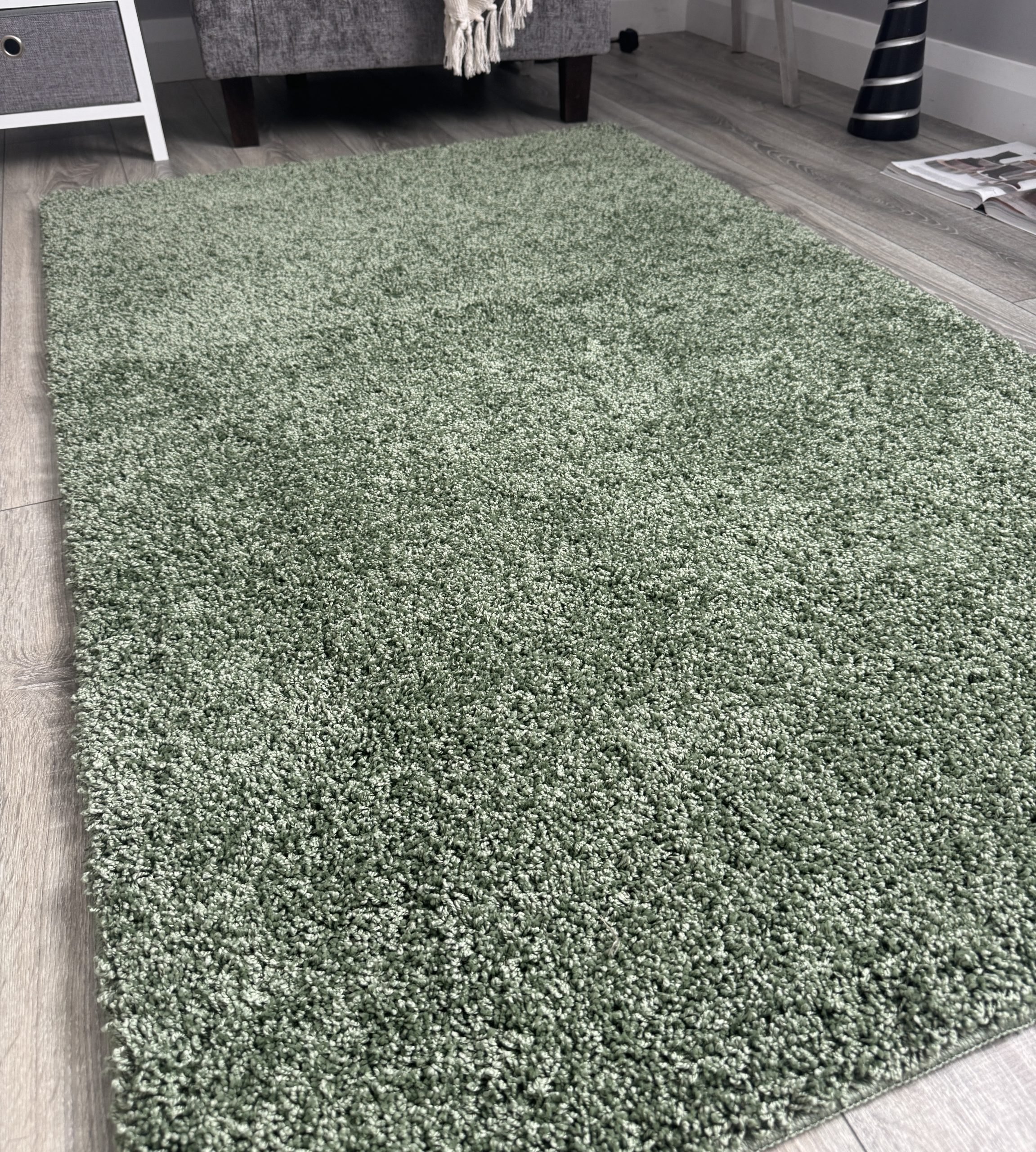 Glade Green Husky Thick Shaggy Machine Washable Rug (Bathroom - T0014)