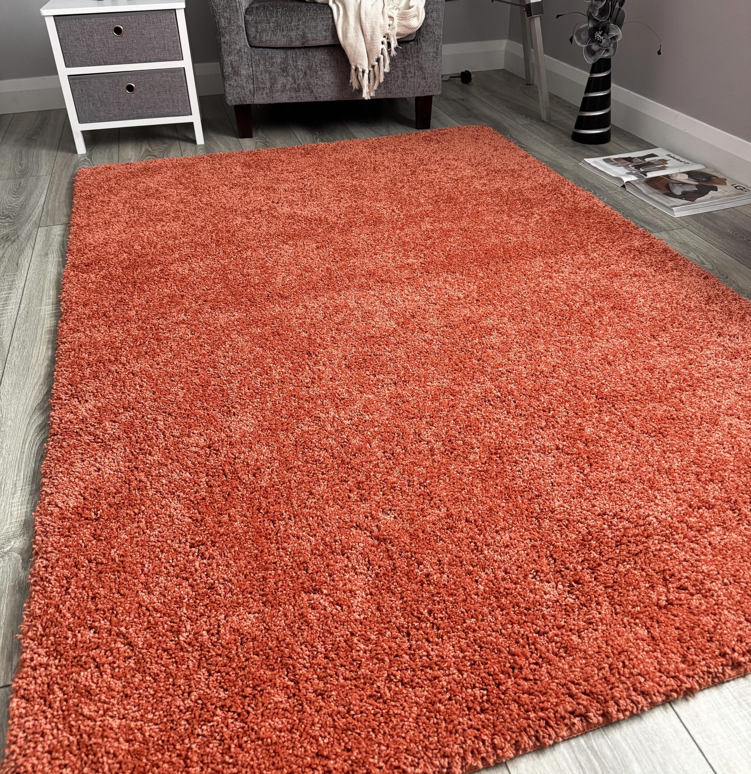 New Terracotta Husky Thick Shaggy Machine Washable Rug (Bathroom - T0039)