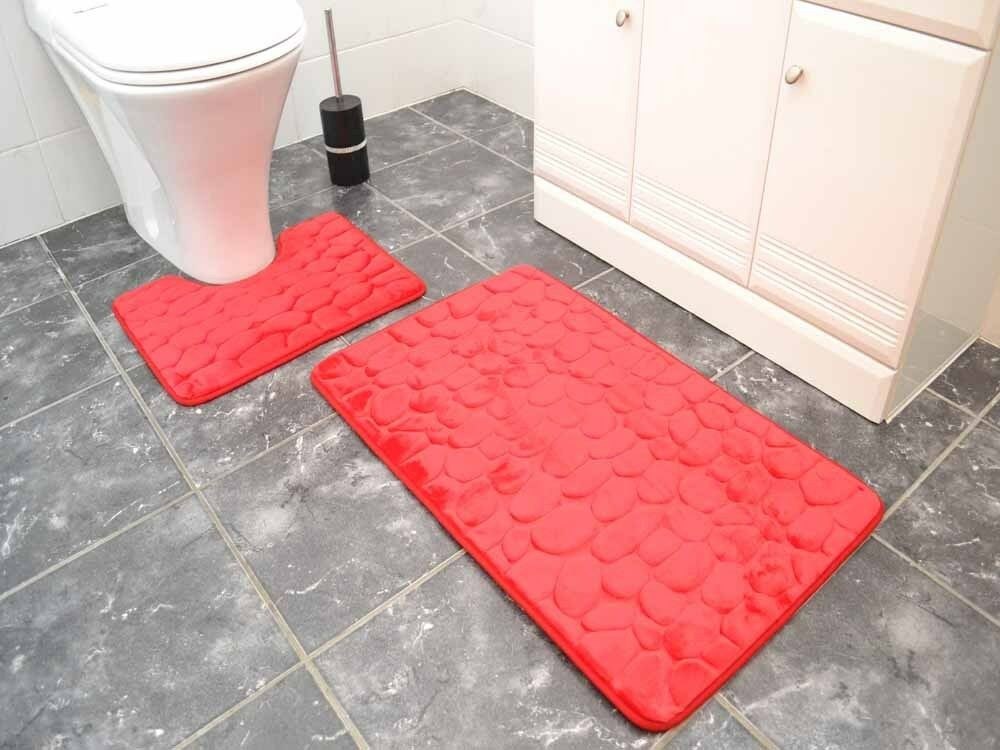 Red Pebble Bathroom Set