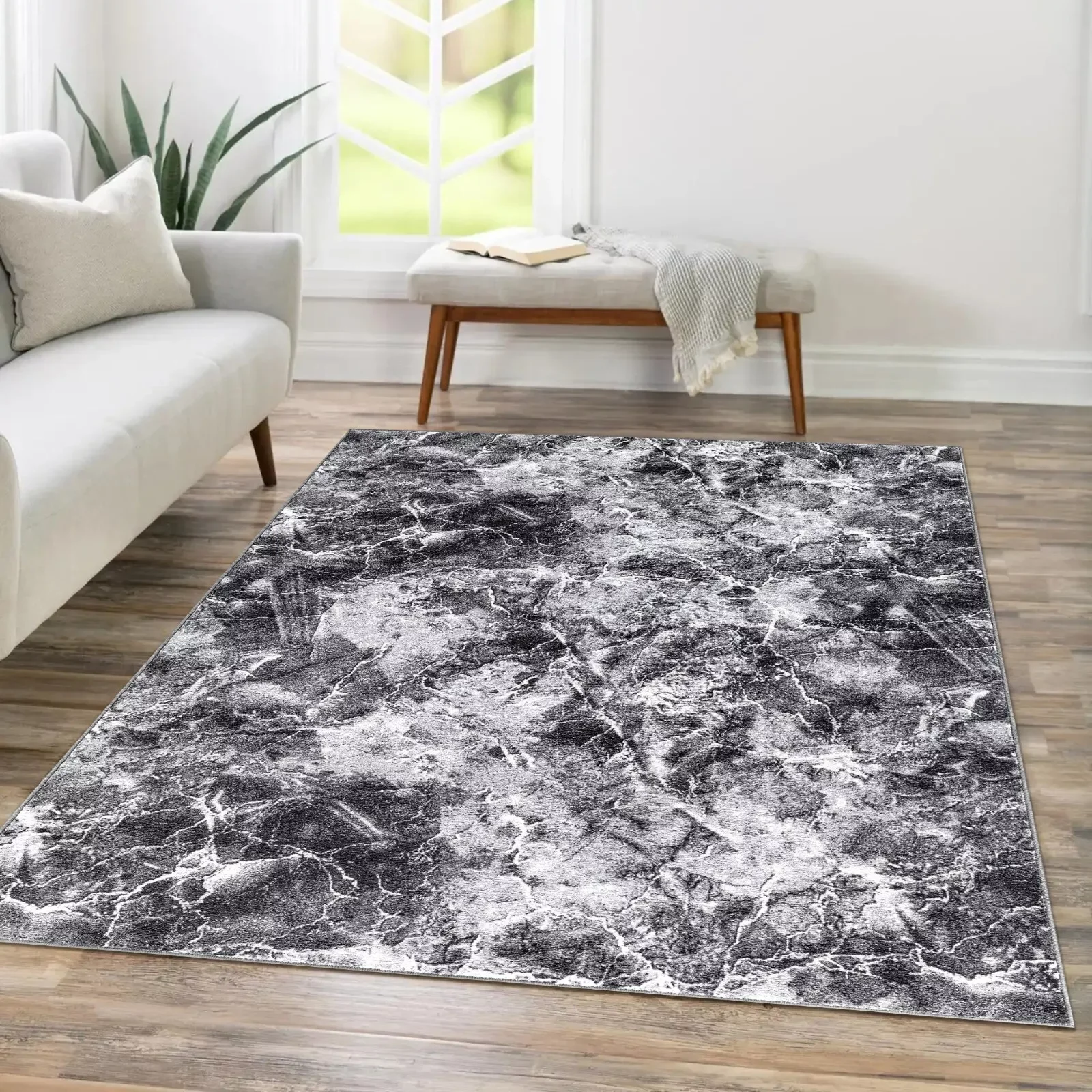 Grey Washable Marble Rug (Door Mats - M0023)