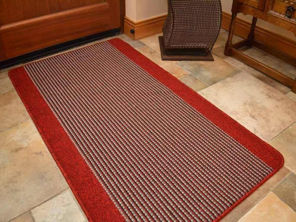 Ravenna Red Machine Washable Floor Rug (Door Mats)