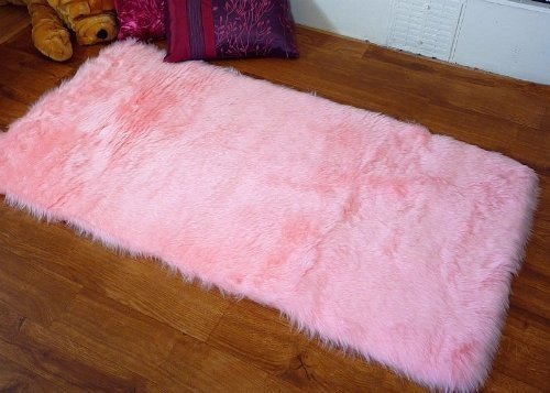 Baby Pink Faux Fur Sheepskin Style Rug
