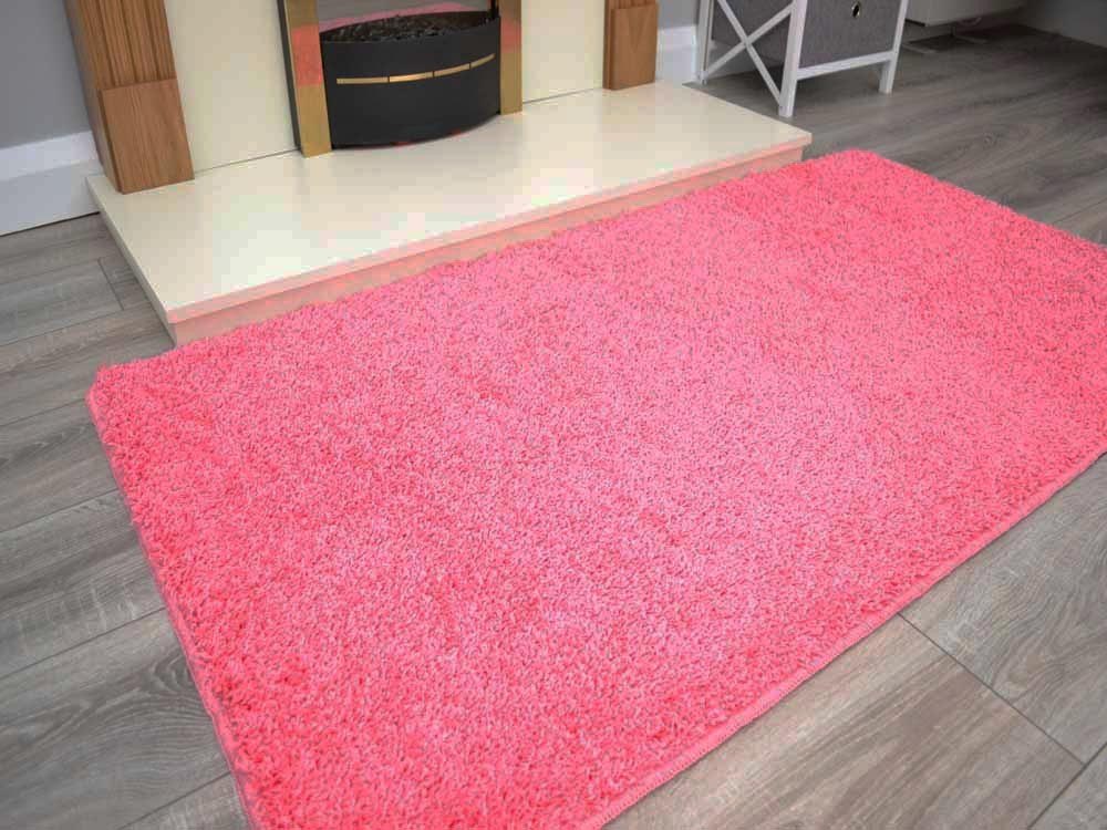 Baby Pink Husky Thick Shaggy Machine Washable Rug (Washable Rugs)