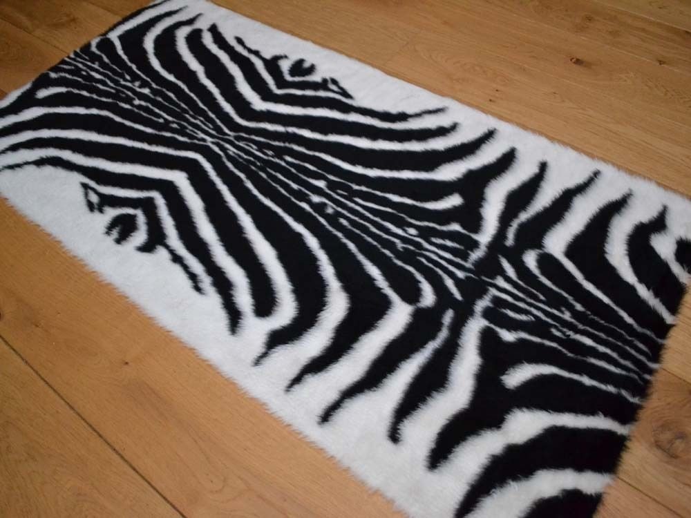 Faux Fur Animal Zebra Print Sheepskin Style Rug