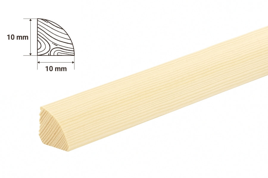 Pine Wood Quadrant Trim 10 MM 12 MM 20 MM x 1 M & 2.4 M Length Natural Moulding Decorative Flooring Edge Beading Strip (Wooden Moulding & Profiles)
