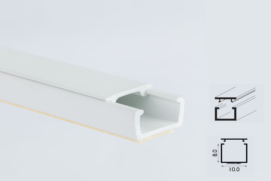 Mini Cable Trunking White -1m & 2.44m Length- PVC Self-Adhesive Wire Conduit Plastic Cover