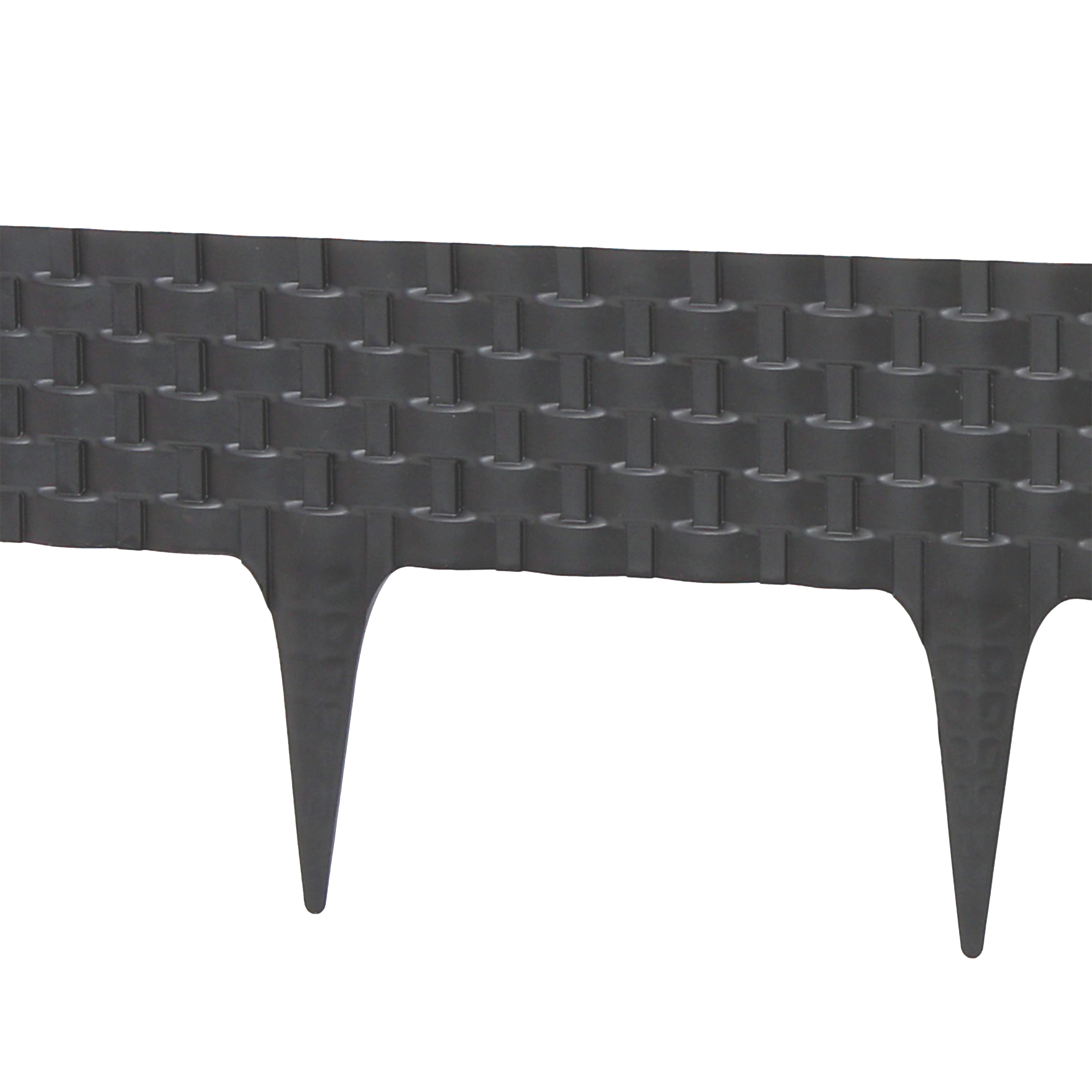 Lawn Edging, Plastic Palisade Rattan Effect, 2.4m, Deep Grey