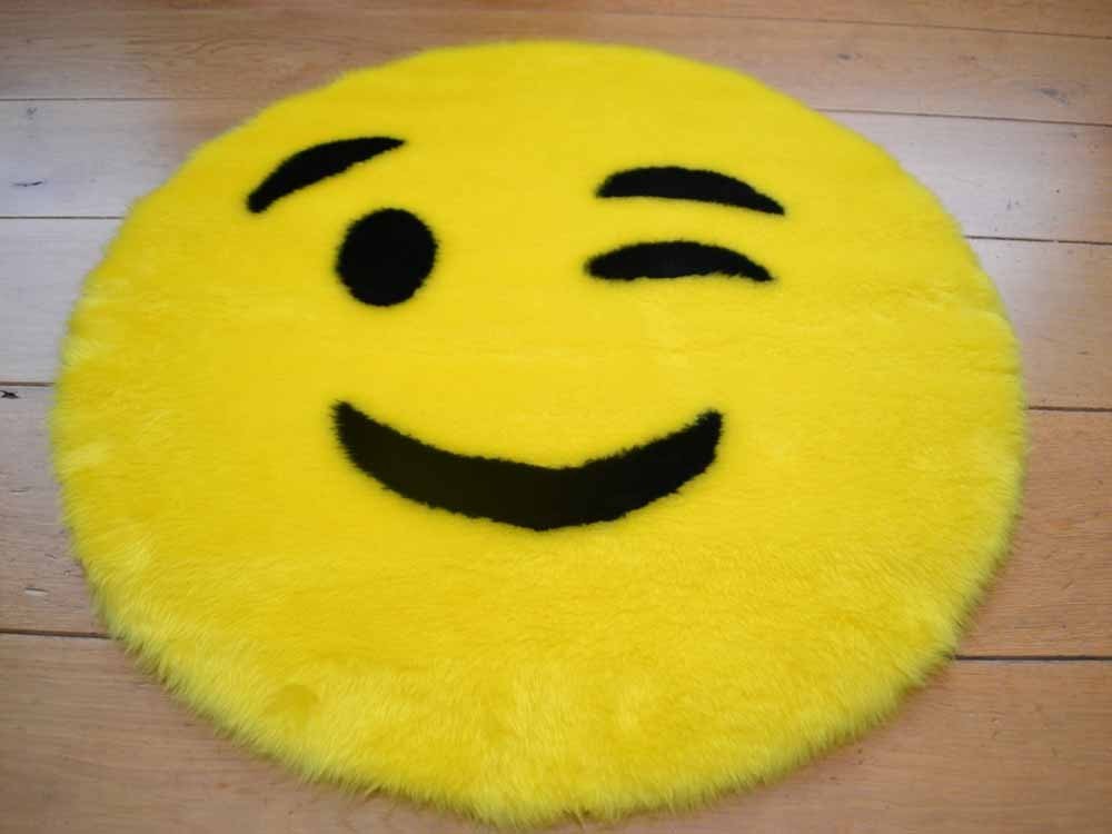 Kids Winking Face Emoji Rug