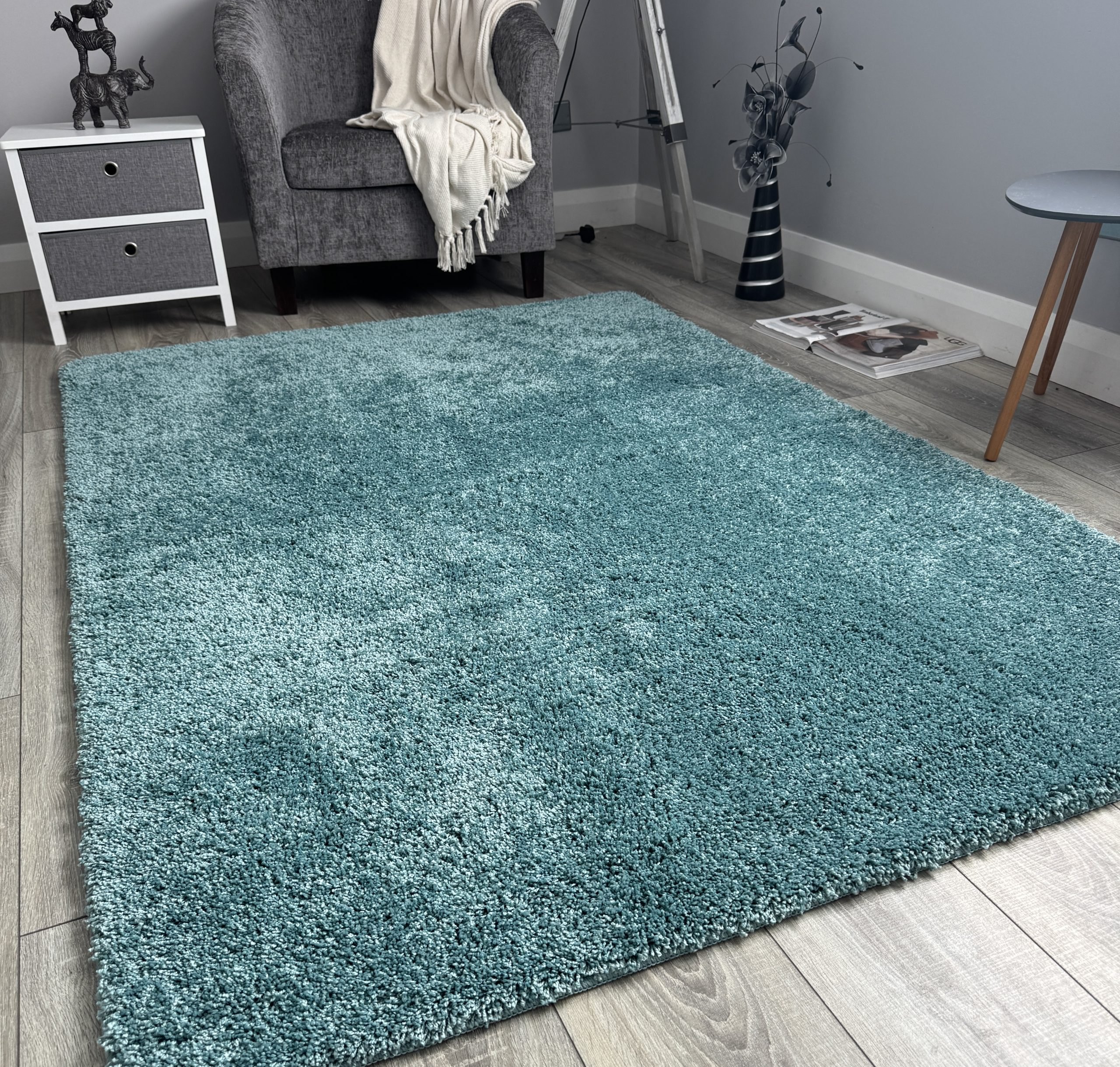 New Duckegg Husky Thick Shaggy Machine Washable Rug (Bathroom - T0034)