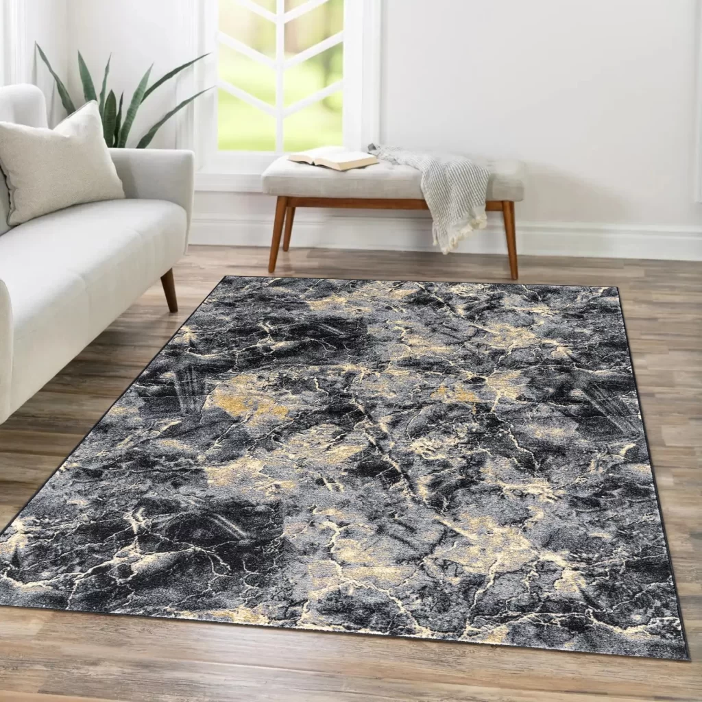 Ochre Washable Marble Rug (Door Mats - M0036)
