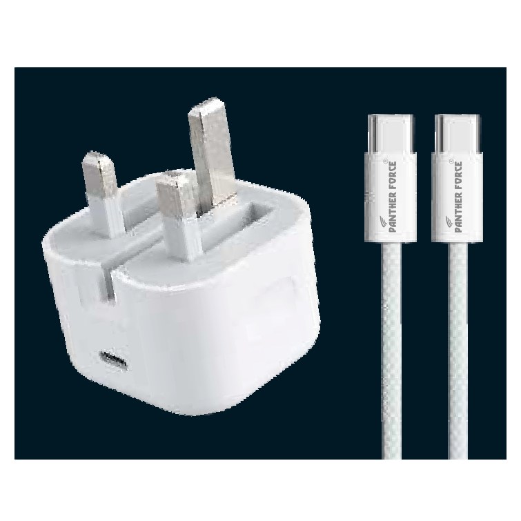 Panther Force 20W Folding Pin Plug with USB-C to USB-C Cable