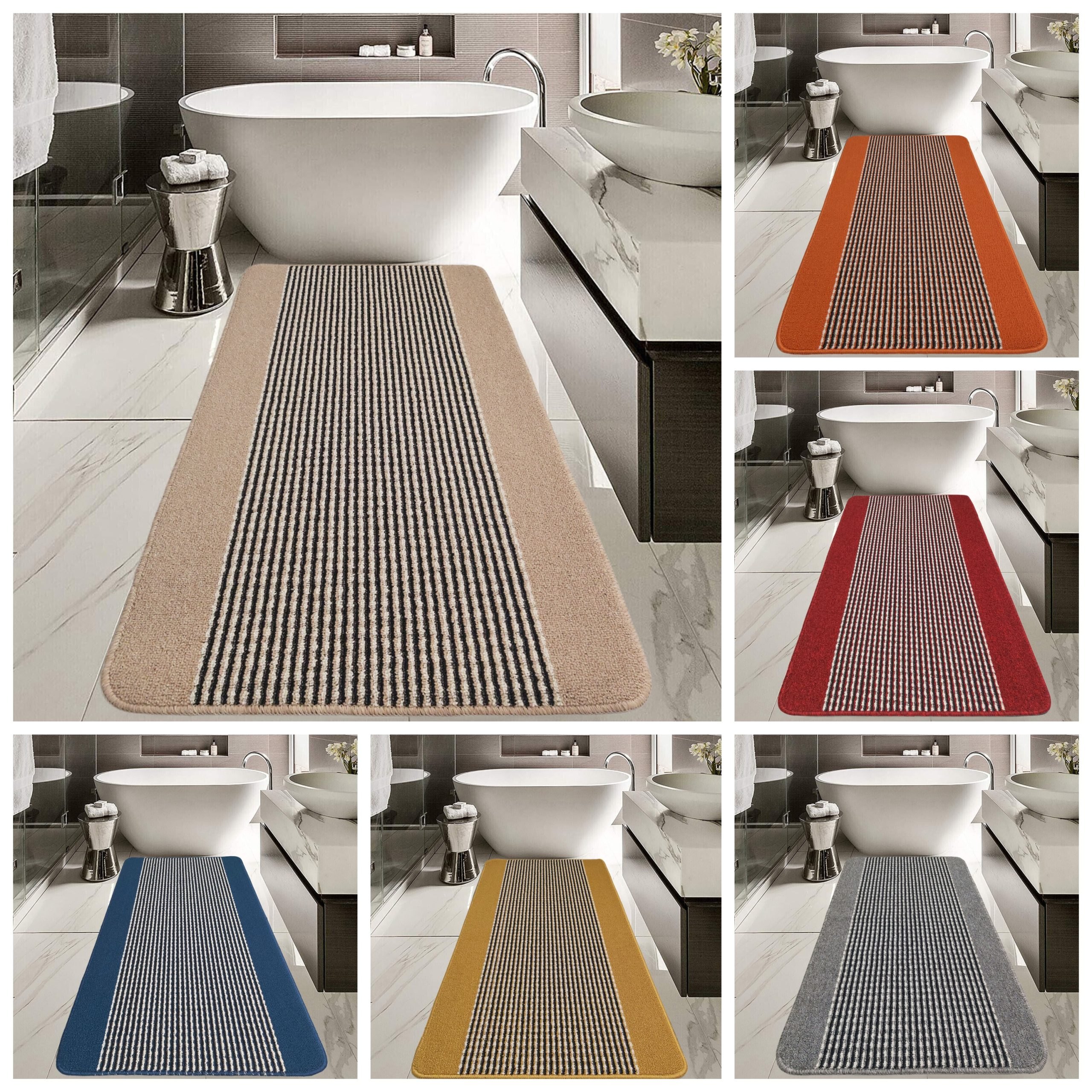 Paris Stripe Non Slip Washable Rugs