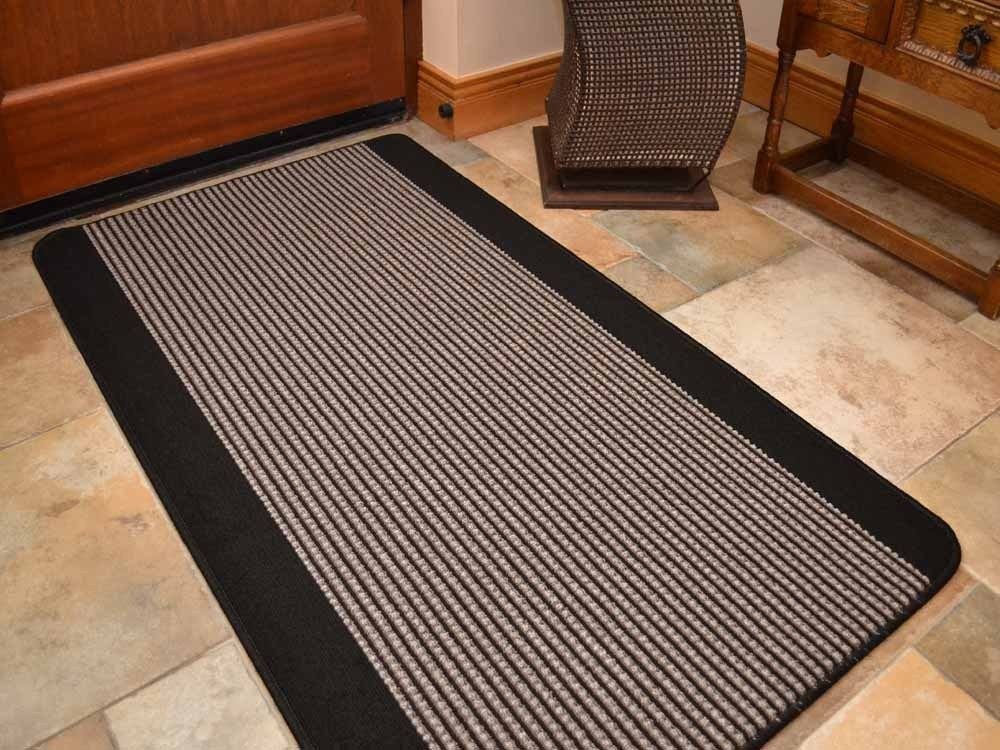 Ravenna Black Machine Washable Floor Rug (Door Mats - M0044)