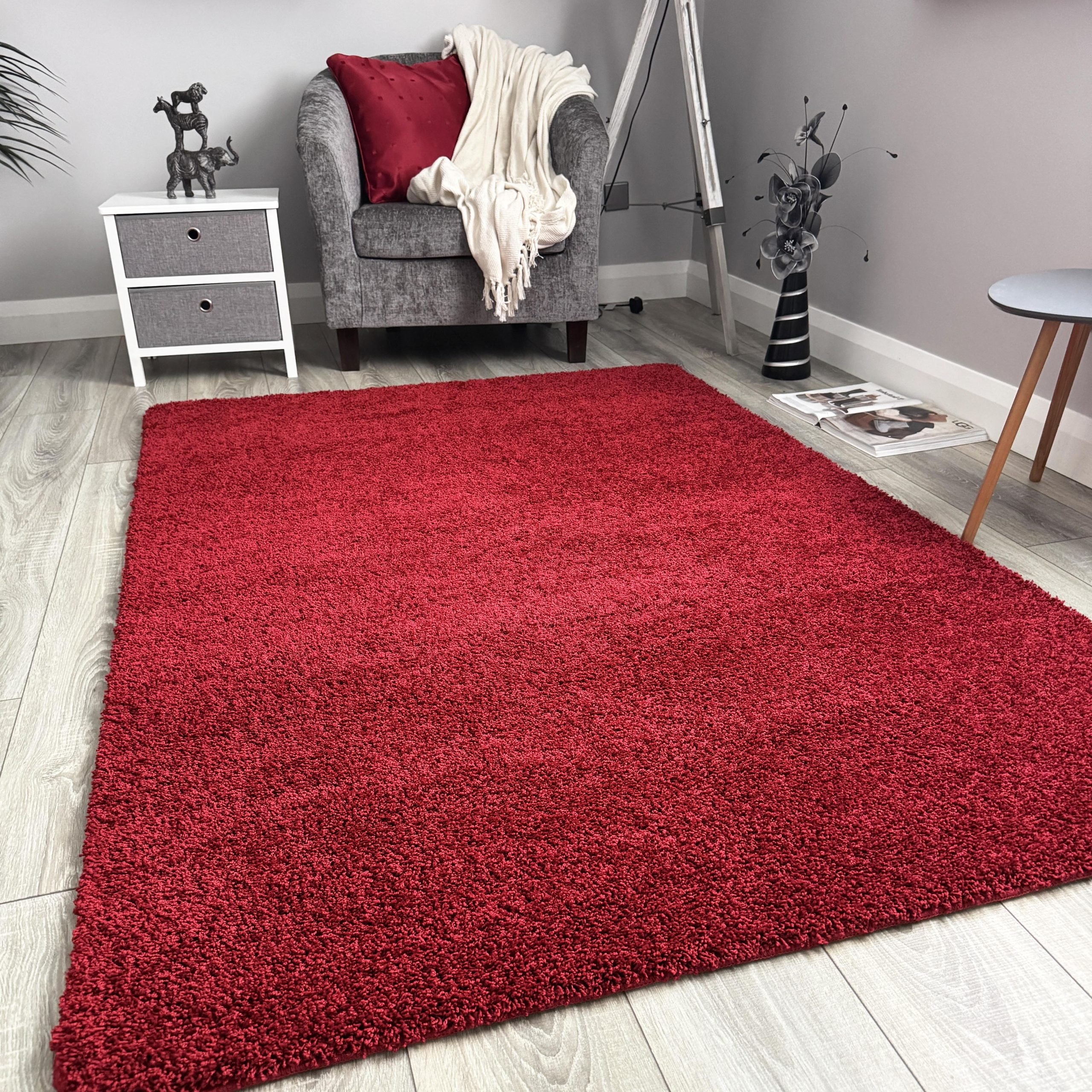 Red Husky Thick Shaggy Machine Washable Rug (Bathroom - T0042)