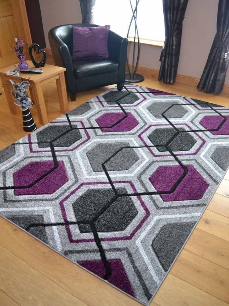 Sahara Purple Silver Hexagon Area Rug