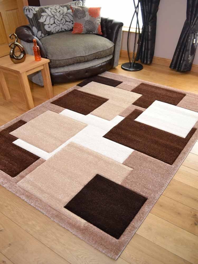 Tempo Brown Beige Squares Rug
